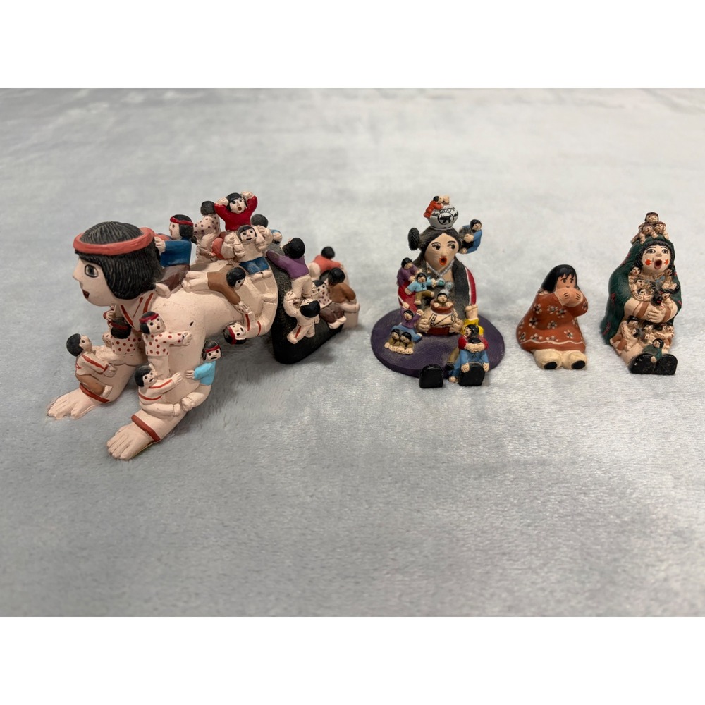 Vtg Native American Style Storyteller Figurines Resin Clay Decor Lot⁠ Folk Art